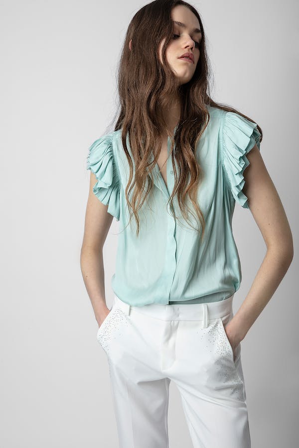 Zadig & Voltaire Tiza Satin Blouse - Mint Green