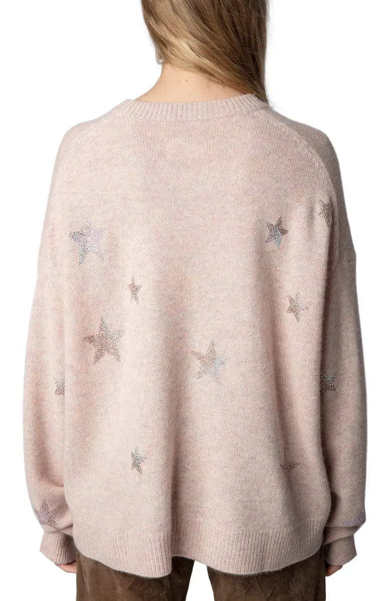 Zadig Voltaire Cashmere Star Embellished Sweater Blush