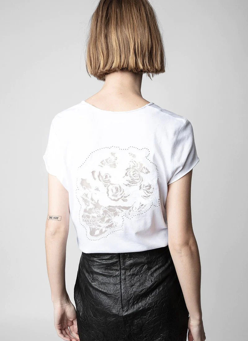 Zadig & Voltaire Story Fishnet Skull Strass Tee - White