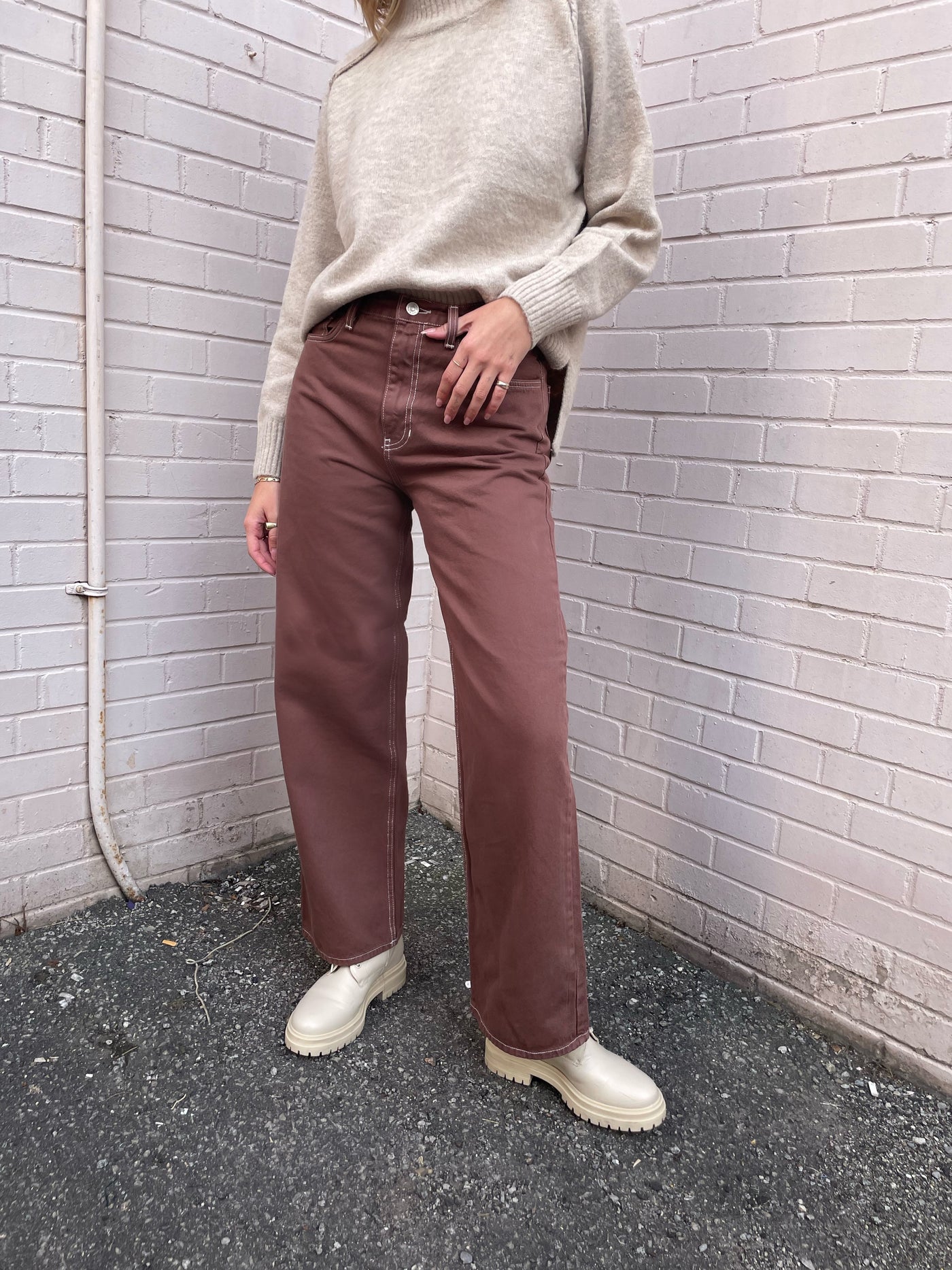 JBD Retro Wide Leg Jeans - Brown