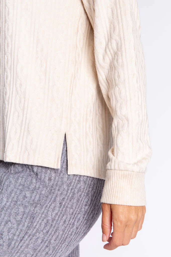 PJ Salvage The Tramway Cable Knit L/S Top - Oatmeal