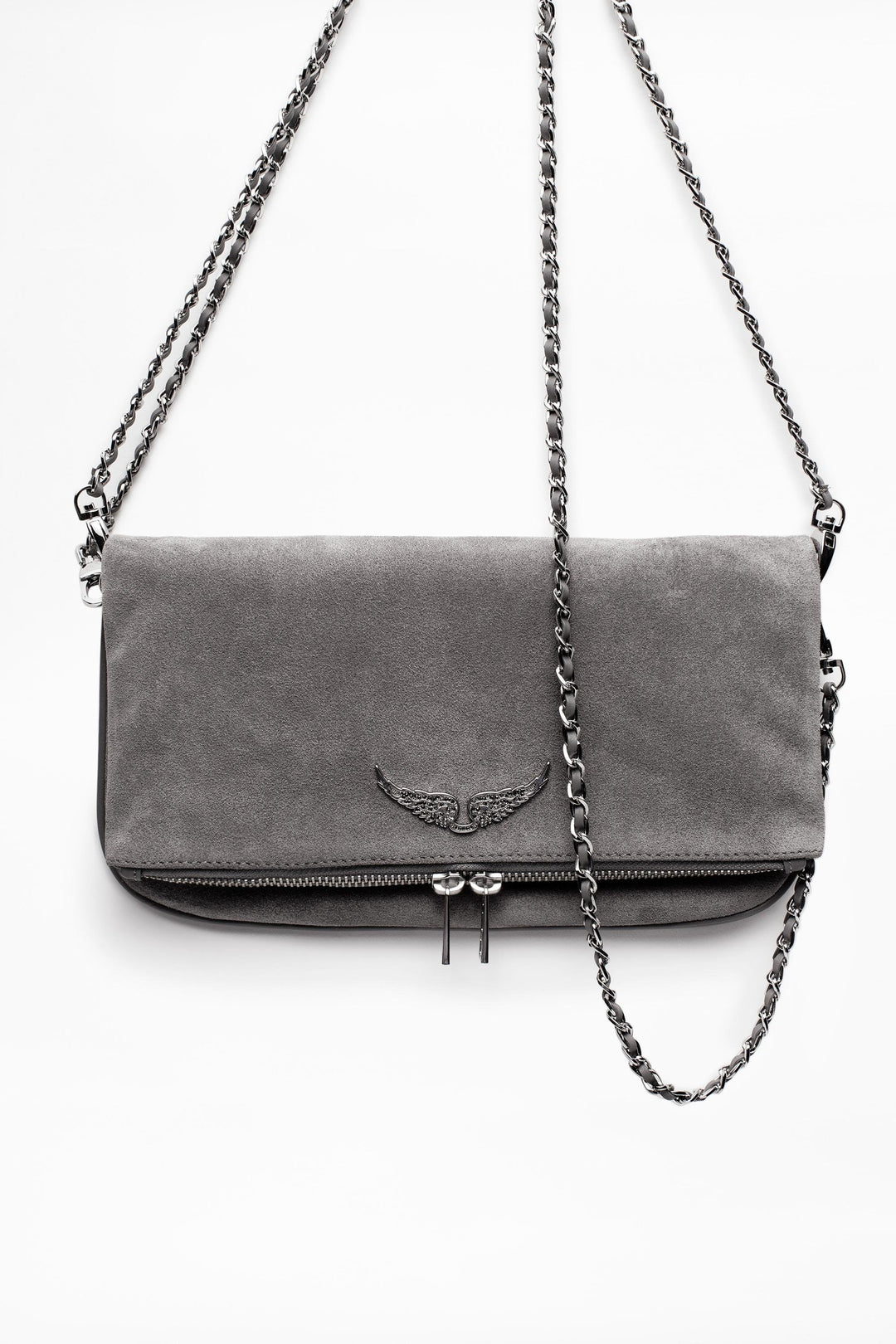 Zadig Voltaire Rock Suede Bag Gris Shop The Pink Door